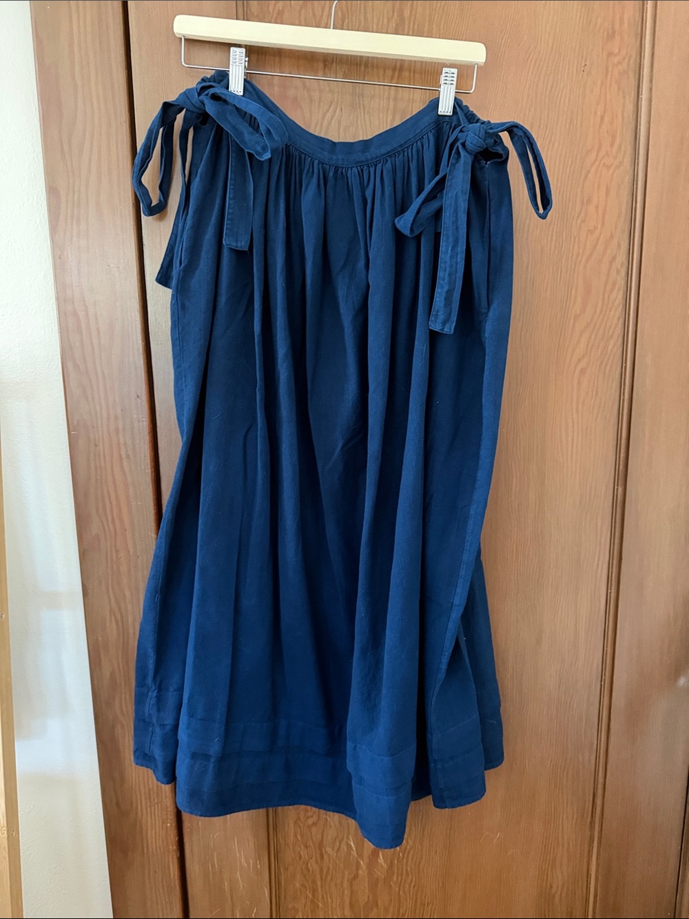 Rudy Jude Tie-Waist Midi Skirt in Navy Blue